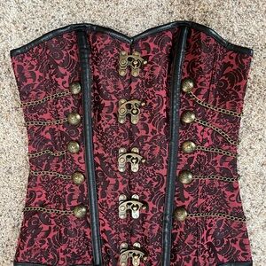 Red and Black Brocade Corset